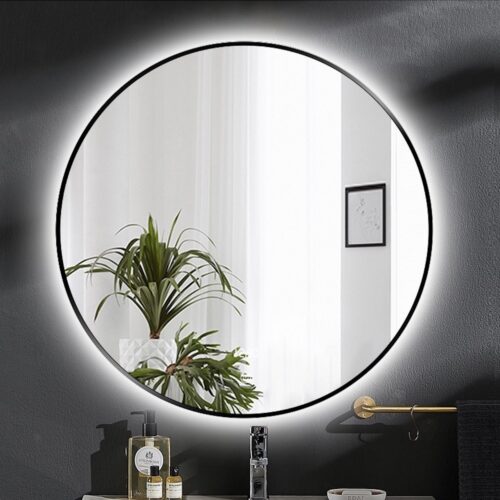 Round Backlit Mirror With Frame