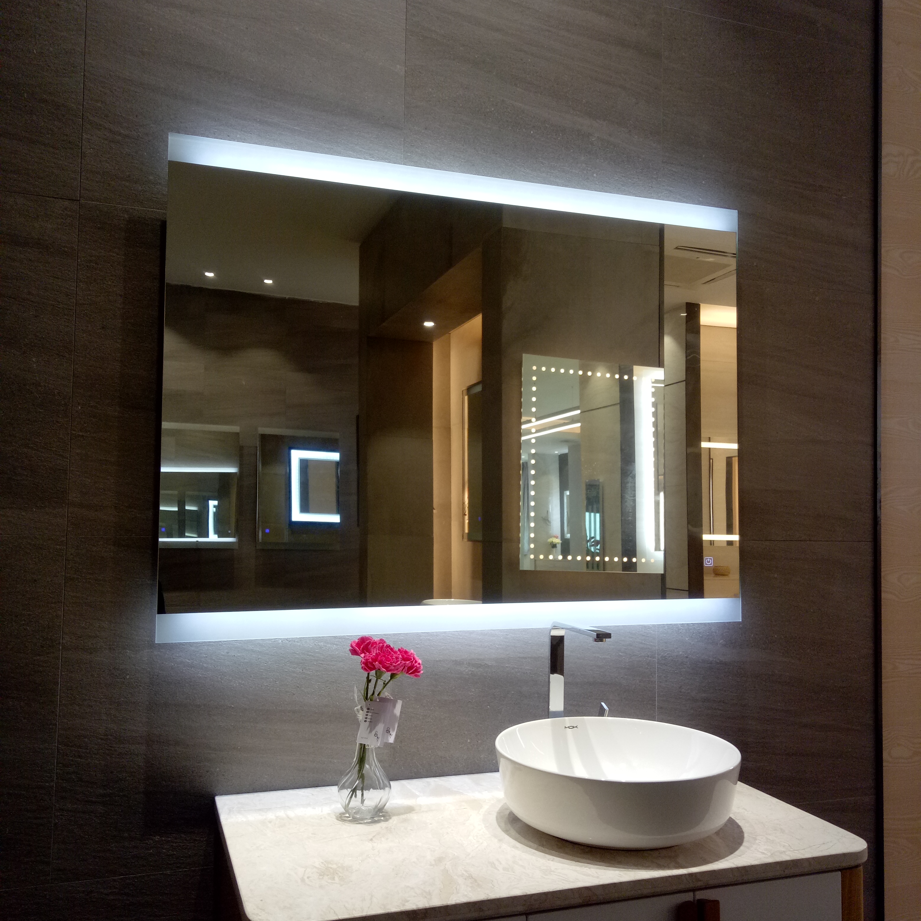 Backlit and forward lit LED mirror