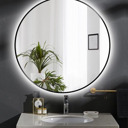 Round Backlit Mirror With Frame