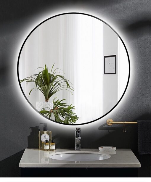 Round Backlit Mirror With Frame