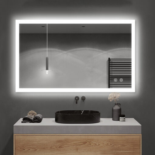 Frameless backlit mirror