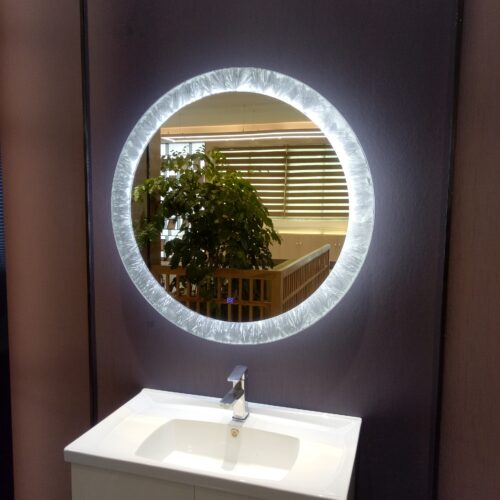 Round LED Mirror with Ice Frosting Panels